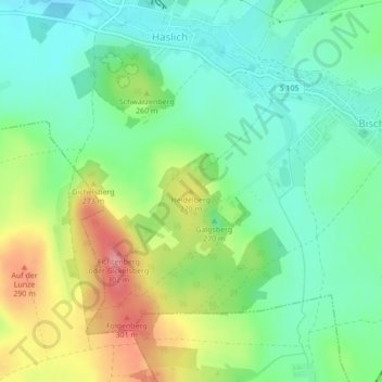 Carte topographique Heidelberg, altitude, relief