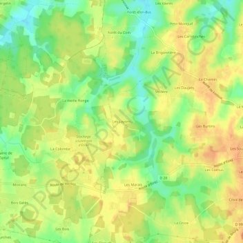 Carte topographique Les Loyons, altitude, relief