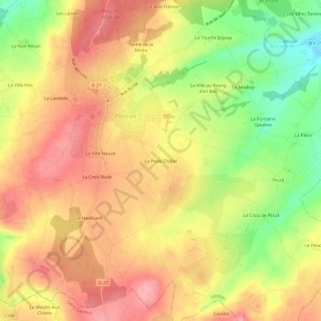 Carte topographique Le Pesle Châtel, altitude, relief