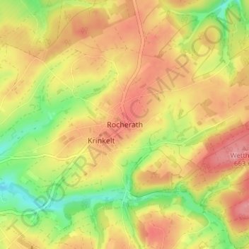 Carte topographique Rocherath, altitude, relief