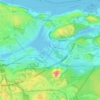 Carte topographique Hammarby sjöstad, altitude, relief