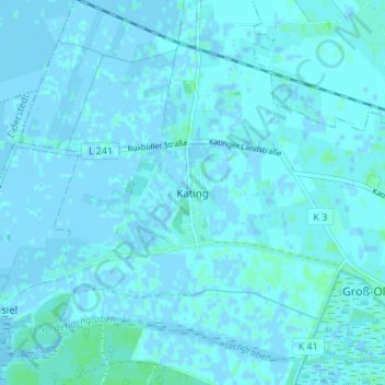 Carte topographique Kating, altitude, relief
