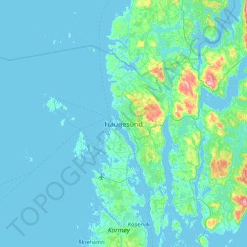 Carte topographique Haugesund, altitude, relief