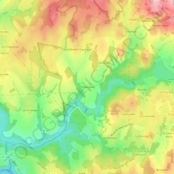 Carte topographique Trimouillas, altitude, relief
