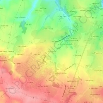 Carte topographique Le Coudreau, altitude, relief