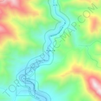 Carte topographique Roads End, altitude, relief