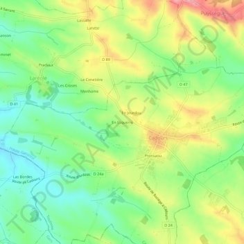 Carte topographique En Esquerre, altitude, relief