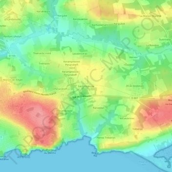 Carte topographique Saint-Guenole, altitude, relief
