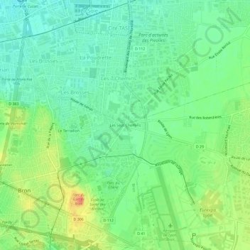 Carte topographique Les Sept Chemins, altitude, relief