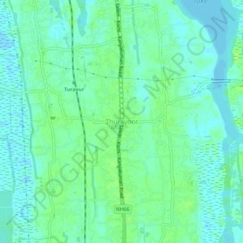 Carte topographique Thuravoor, altitude, relief