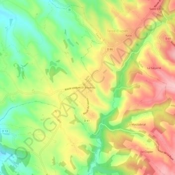 Carte topographique Le Trivalou, altitude, relief