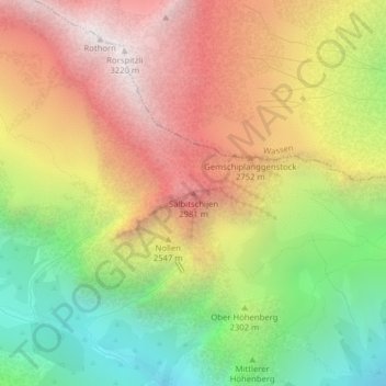 Carte topographique Salbitschijen, altitude, relief