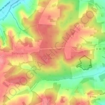 Carte topographique Foret Communale, altitude, relief
