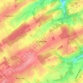 Carte topographique Ellemelle, altitude, relief