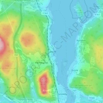Carte topographique Svartvik, altitude, relief