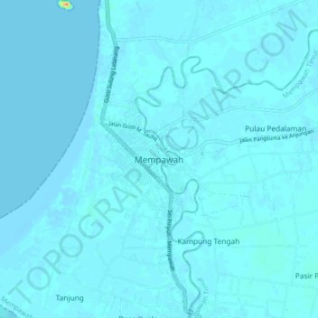 Carte topographique Mempawah, altitude, relief