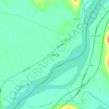 Carte topographique Juoksengi, altitude, relief