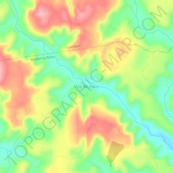 Carte topographique Vila Mutum, altitude, relief