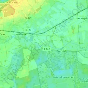 Carte topographique Burgsittensen, altitude, relief