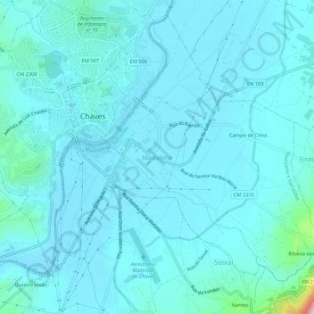 Carte topographique Madalena, altitude, relief