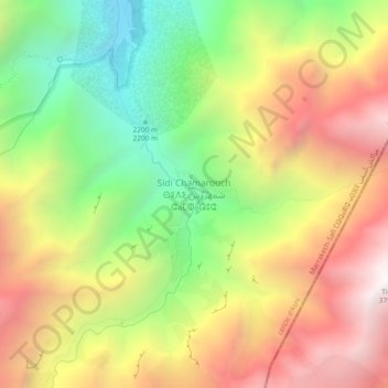 Carte topographique Sidi Chamarouch, altitude, relief