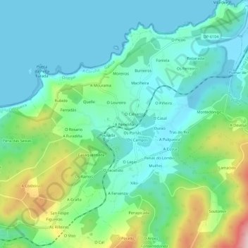Carte topographique A Peneliña, altitude, relief