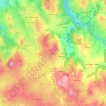 Carte topographique La Seigne, altitude, relief
