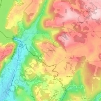 Carte topographique Chassagne, altitude, relief