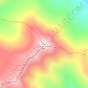 Carte topographique Slide Mountain, altitude, relief