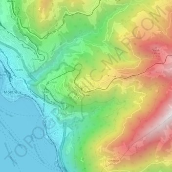 Carte topographique Caux, altitude, relief