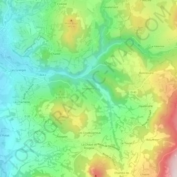 Carte topographique Servezères, altitude, relief