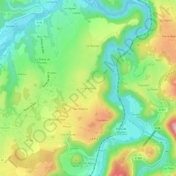 Carte topographique La Grouleyre, altitude, relief