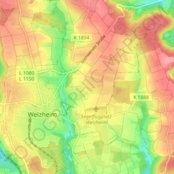 Carte topographique Eberhardsweiler, altitude, relief