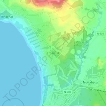 Carte topographique Frösakull, altitude, relief