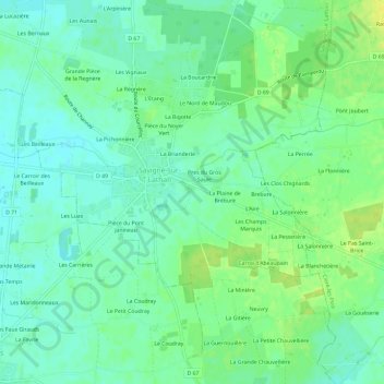 Carte topographique Longboyau, altitude, relief