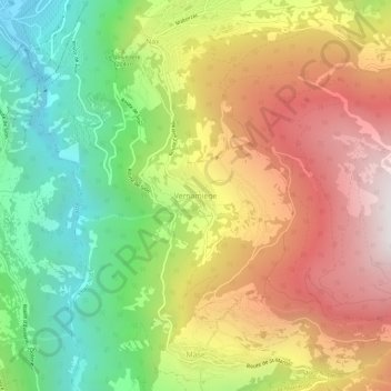 Carte topographique Vernamiège, altitude, relief