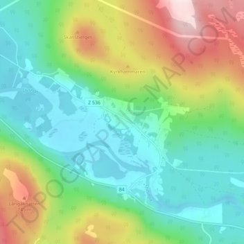 Carte topographique Långå, altitude, relief