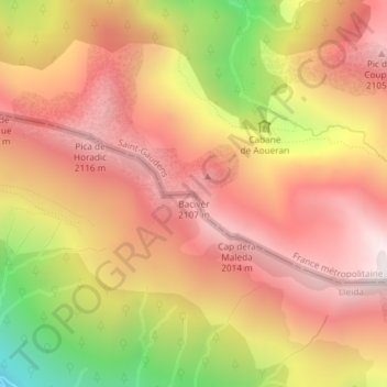 Carte topographique Bacivèr, altitude, relief