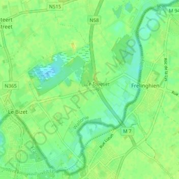 Carte topographique Le Touquet, altitude, relief