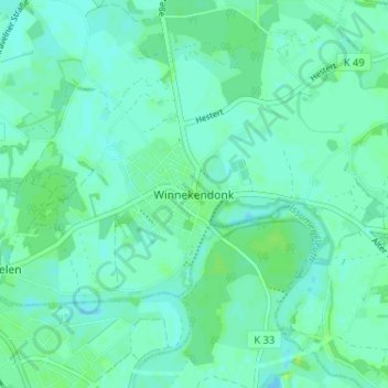 Carte topographique Winnekendonk, altitude, relief