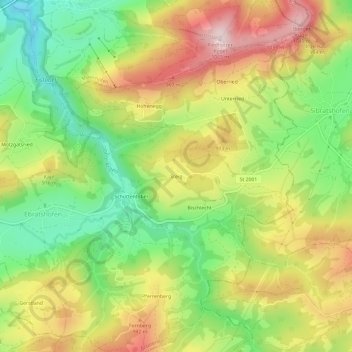 Carte topographique Steig, altitude, relief