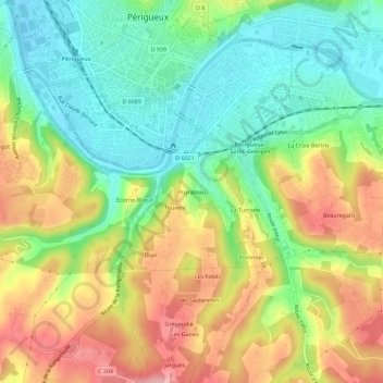 Carte topographique Puyrateau, altitude, relief