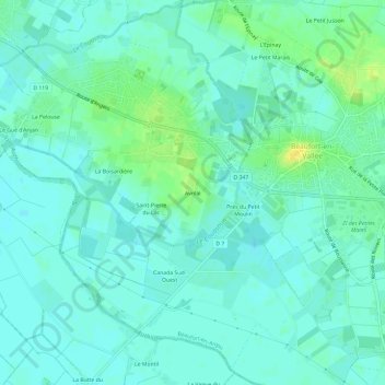 Carte topographique Avrillé, altitude, relief