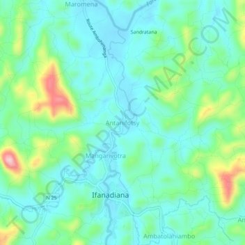 Carte topographique Antanifotsy, altitude, relief