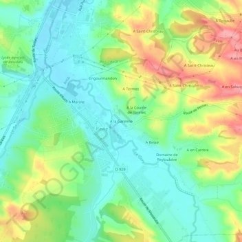 Carte topographique A la Garenne, altitude, relief
