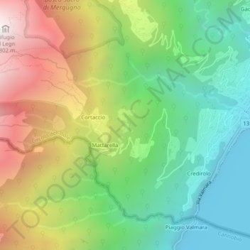 Carte topographique Caccio, altitude, relief