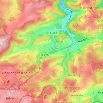Carte topographique Oeckinghausen, altitude, relief