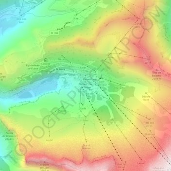 Carte topographique Flaine Front de Neige, altitude, relief