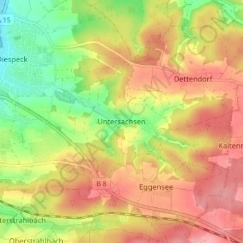 Carte topographique Untersachsen, altitude, relief