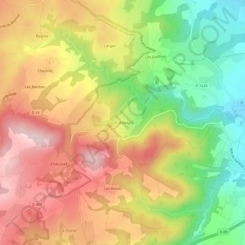 Carte topographique Les Ballages, altitude, relief